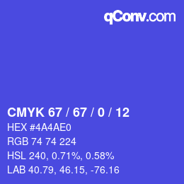 颜色代码: CMYK 67 / 67 / 0 / 12 | qconv.com