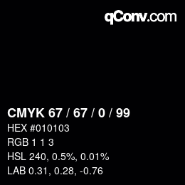 Farbcode: CMYK 67 / 67 / 0 / 99 | qconv.com