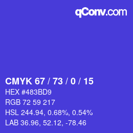 Color code: CMYK 67 / 73 / 0 / 15 | qconv.com