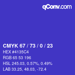 Color code: CMYK 67 / 73 / 0 / 23 | qconv.com