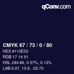 Color code: CMYK 67 / 73 / 0 / 80 | qconv.com