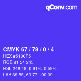 颜色代码: CMYK 67 / 78 / 0 / 4 | qconv.com