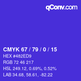 Color code: CMYK 67 / 79 / 0 / 15 | qconv.com
