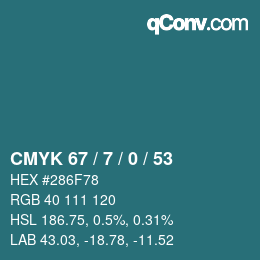Farbcode: CMYK 67 / 7 / 0 / 53 | qconv.com