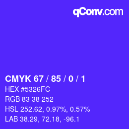 Color code: CMYK 67 / 85 / 0 / 1 | qconv.com