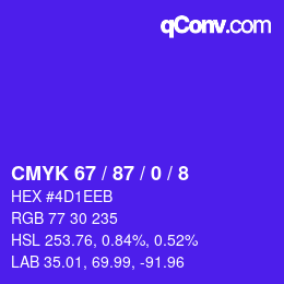 Código de color: CMYK 67 / 87 / 0 / 8 | qconv.com
