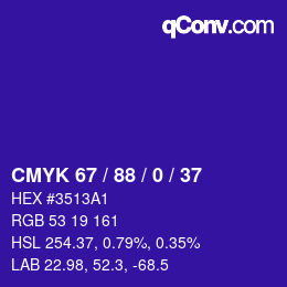 Color code: CMYK 67 / 88 / 0 / 37 | qconv.com