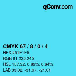 カラーコード: CMYK 67 / 8 / 0 / 4 | qconv.com