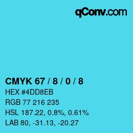 颜色代码: CMYK 67 / 8 / 0 / 8 | qconv.com