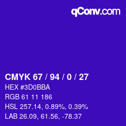 Farbcode: CMYK 67 / 94 / 0 / 27 | qconv.com
