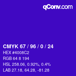 Color code: CMYK 67 / 96 / 0 / 24 | qconv.com