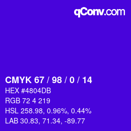 颜色代码: CMYK 67 / 98 / 0 / 14 | qconv.com