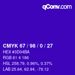 Color code: CMYK 67 / 98 / 0 / 27 | qconv.com