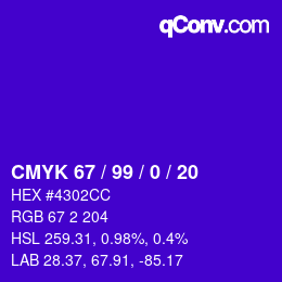 Color code: CMYK 67 / 99 / 0 / 20 | qconv.com