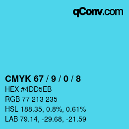 Color code: CMYK 67 / 9 / 0 / 8 | qconv.com
