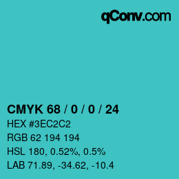 カラーコード: CMYK 68 / 0 / 0 / 24 | qconv.com