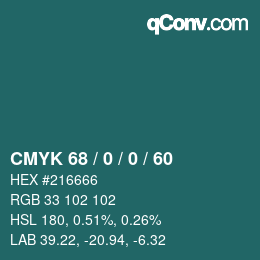 Color code: CMYK 68 / 0 / 0 / 60 | qconv.com
