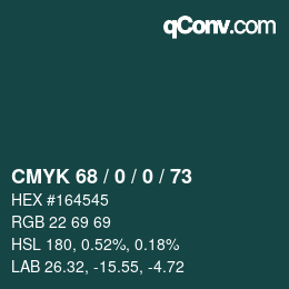 Farbcode: CMYK 68 / 0 / 0 / 73 | qconv.com
