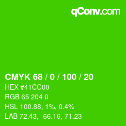 颜色代码: CMYK 68 / 0 / 100 / 20 | qconv.com