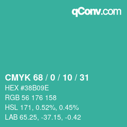 Color code: CMYK 68 / 0 / 10 / 31 | qconv.com