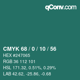 Color code: CMYK 68 / 0 / 10 / 56 | qconv.com