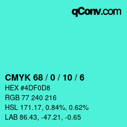 Color code: CMYK 68 / 0 / 10 / 6 | qconv.com