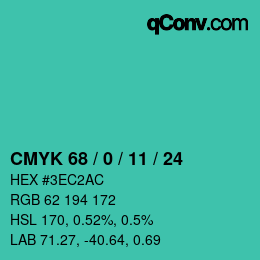 Color code: CMYK 68 / 0 / 11 / 24 | qconv.com