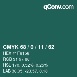 Color code: CMYK 68 / 0 / 11 / 62 | qconv.com