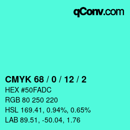 Color code: CMYK 68 / 0 / 12 / 2 | qconv.com