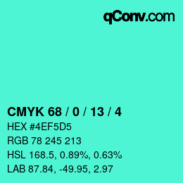 Color code: CMYK 68 / 0 / 13 / 4 | qconv.com