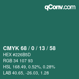 颜色代码: CMYK 68 / 0 / 13 / 58 | qconv.com