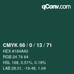 Código de color: CMYK 68 / 0 / 13 / 71 | qconv.com
