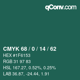 颜色代码: CMYK 68 / 0 / 14 / 62 | qconv.com
