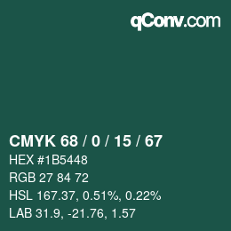 Color code: CMYK 68 / 0 / 15 / 67 | qconv.com