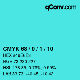 カラーコード: CMYK 68 / 0 / 1 / 10 | qconv.com