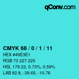 カラーコード: CMYK 68 / 0 / 1 / 11 | qconv.com