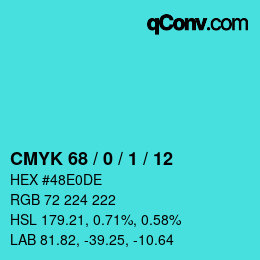 カラーコード: CMYK 68 / 0 / 1 / 12 | qconv.com