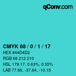 カラーコード: CMYK 68 / 0 / 1 / 17 | qconv.com
