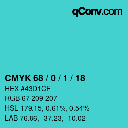 Color code: CMYK 68 / 0 / 1 / 18 | qconv.com