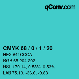 カラーコード: CMYK 68 / 0 / 1 / 20 | qconv.com