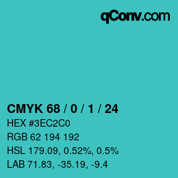 カラーコード: CMYK 68 / 0 / 1 / 24 | qconv.com