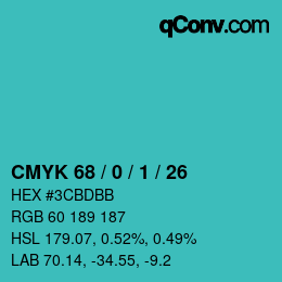 Color code: CMYK 68 / 0 / 1 / 26 | qconv.com