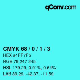 Color code: CMYK 68 / 0 / 1 / 3 | qconv.com