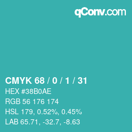 颜色代码: CMYK 68 / 0 / 1 / 31 | qconv.com