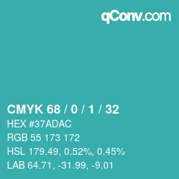 Color code: CMYK 68 / 0 / 1 / 32 | qconv.com