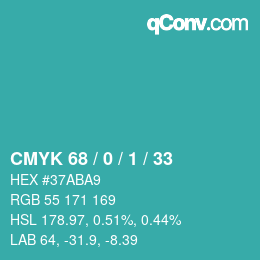 颜色代码: CMYK 68 / 0 / 1 / 33 | qconv.com