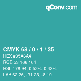 カラーコード: CMYK 68 / 0 / 1 / 35 | qconv.com