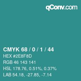 颜色代码: CMYK 68 / 0 / 1 / 44 | qconv.com