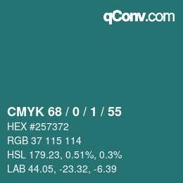 Color code: CMYK 68 / 0 / 1 / 55 | qconv.com