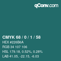 Color code: CMYK 68 / 0 / 1 / 58 | qconv.com